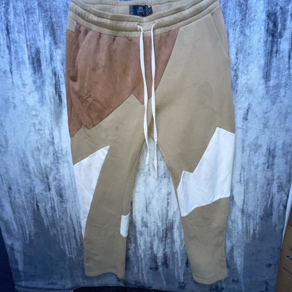 Rebel‎ Vengeance Beige/Brown 3XL Patched Men's Sweatpants
